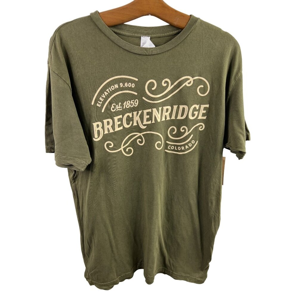 Breckenridge Colorado TShirt Size Medium Short Sleeve Crewneck Cotton Green NEW